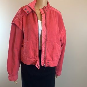Free People Coral Front Zip Jacket